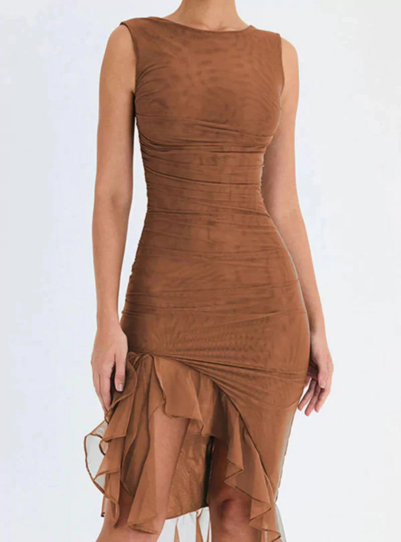 Yara | Midi-Jurk met ruches